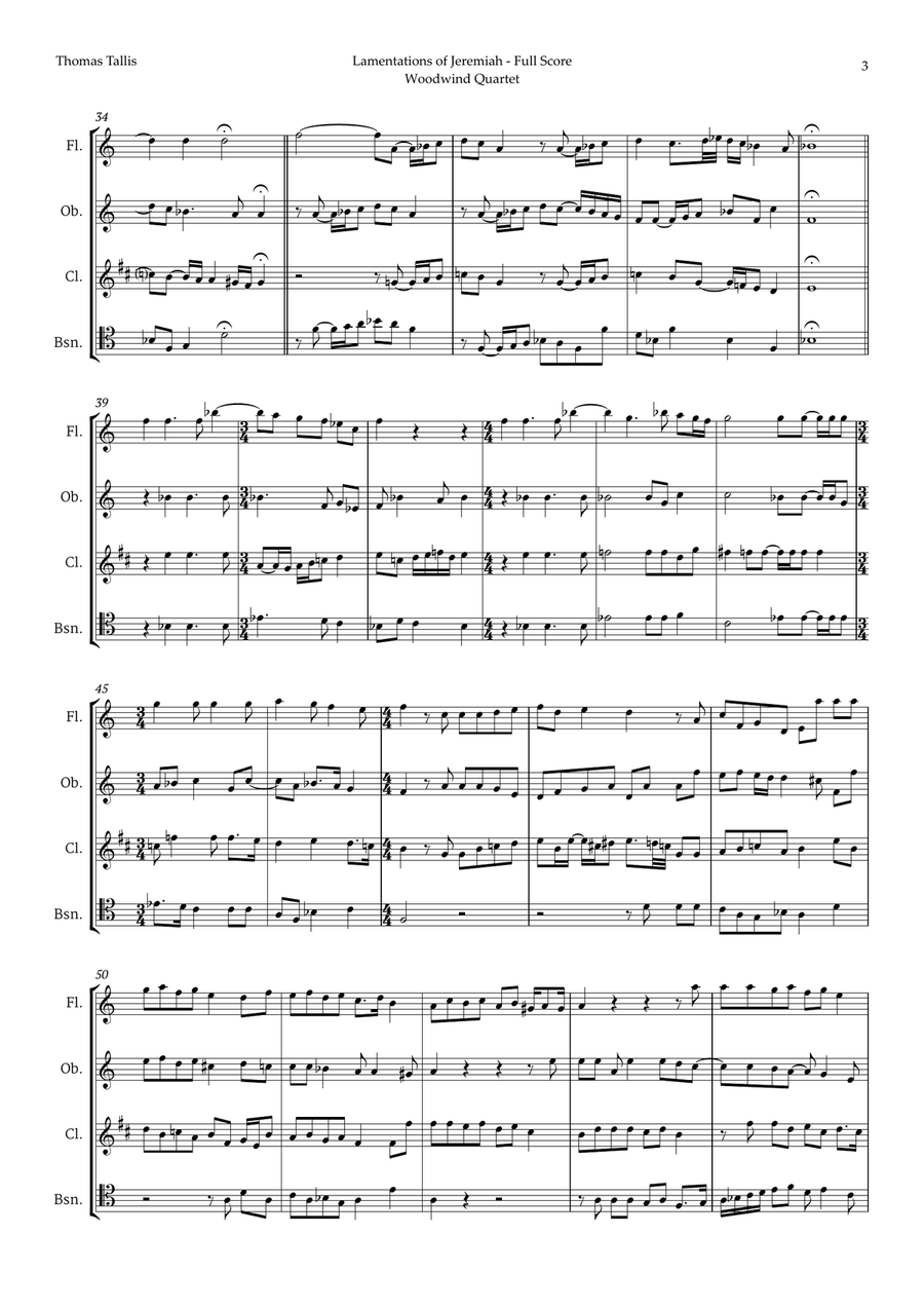 Lamentations of Jeremiah by Thomas Tallis for Woodwind Quartet Woodwind Quartet scores gallery preview page 3