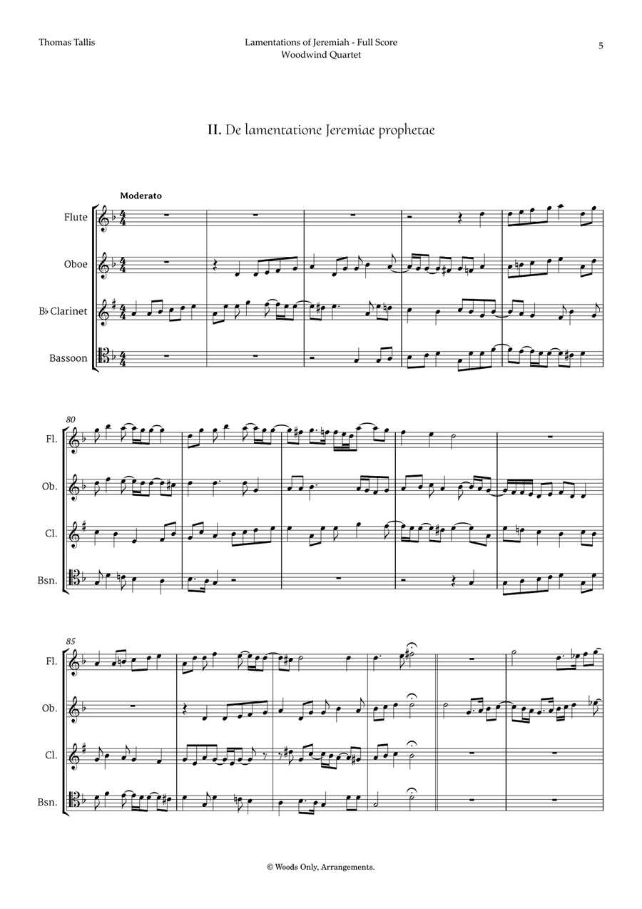 Lamentations of Jeremiah by Thomas Tallis for Woodwind Quartet Woodwind Quartet scores gallery preview page 5