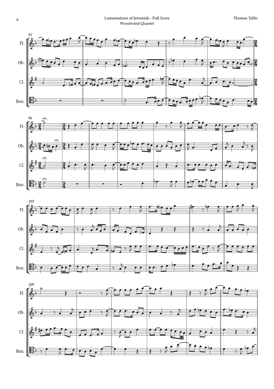 Lamentations of Jeremiah by Thomas Tallis for Woodwind Quartet Woodwind Quartet scores gallery preview page 6