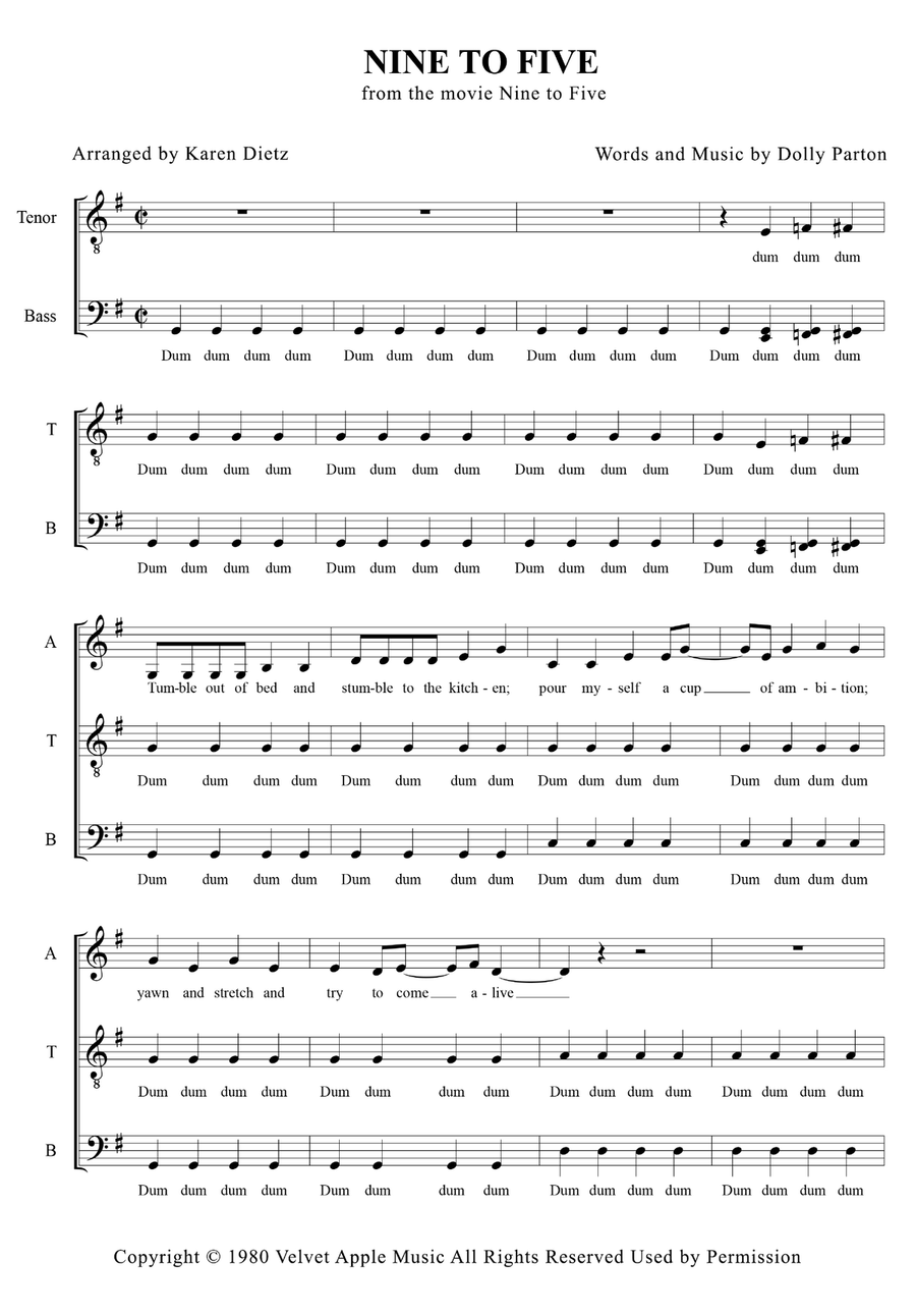 Nine To Five Nine To Five 4-Part scores gallery preview page 1