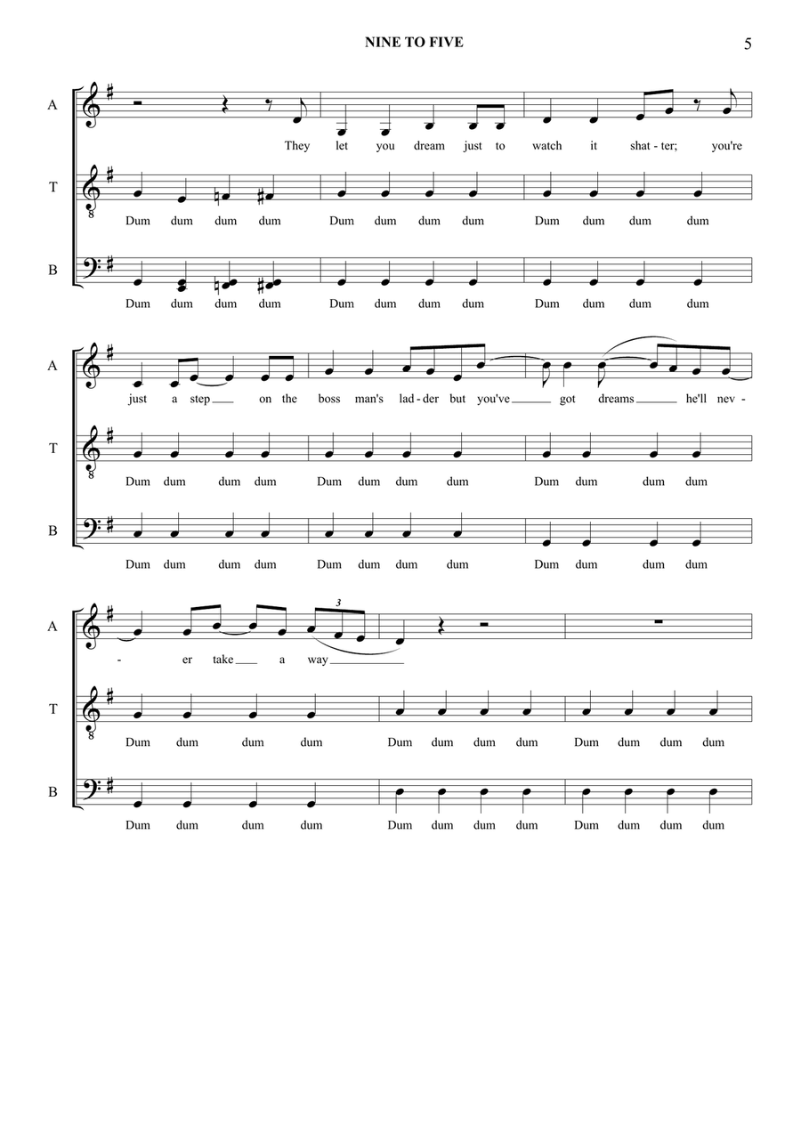 Nine To Five Nine To Five 4-Part scores gallery preview page 5