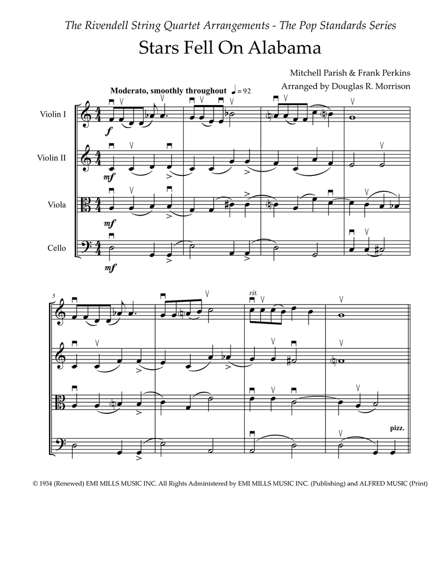 Stars Fell On Alabama String Quartet scores gallery preview page 2