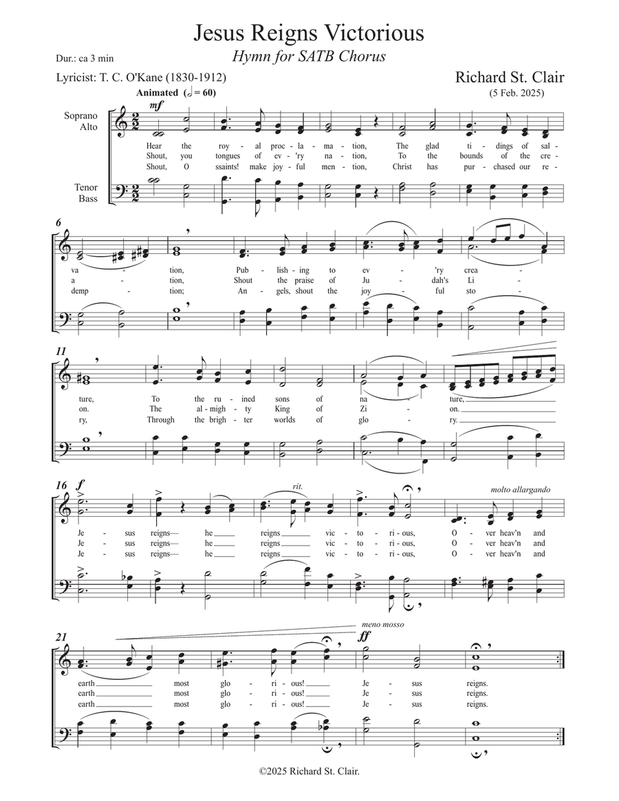 Jesus Reigns Victorious - for SATB Chorus 4-Part scores gallery preview page 1