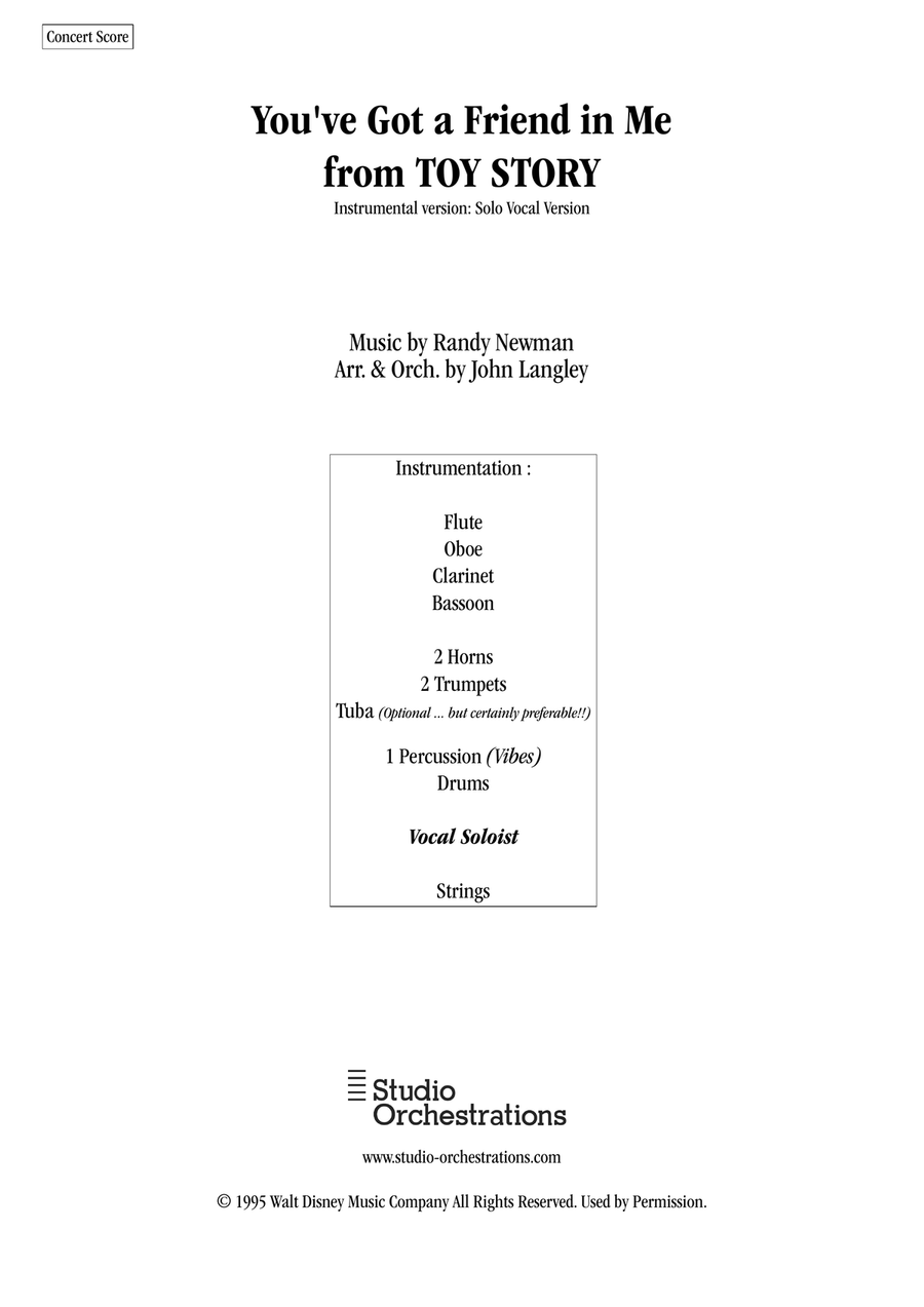 You've Got A Friend In Me Full Orchestra scores gallery preview page 1
