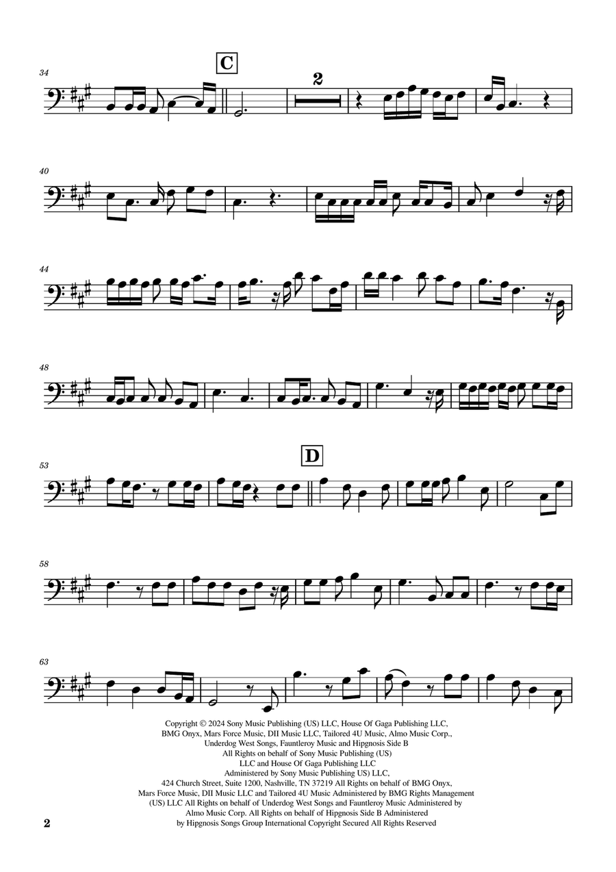 Die With A Smile Double Bass scores gallery preview page 2