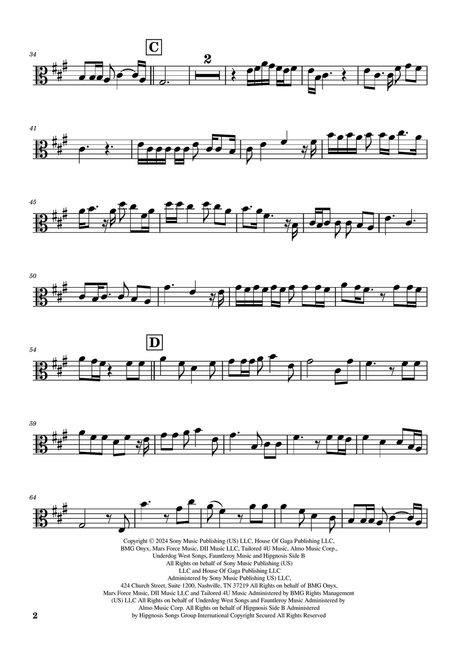 Die With A Smile Viola Solo scores gallery preview page 2