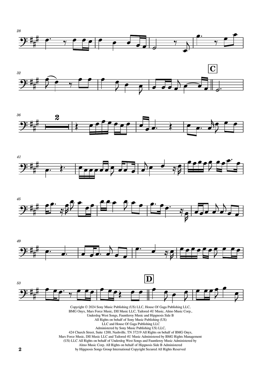 Die With A Smile Tuba scores gallery preview page 2