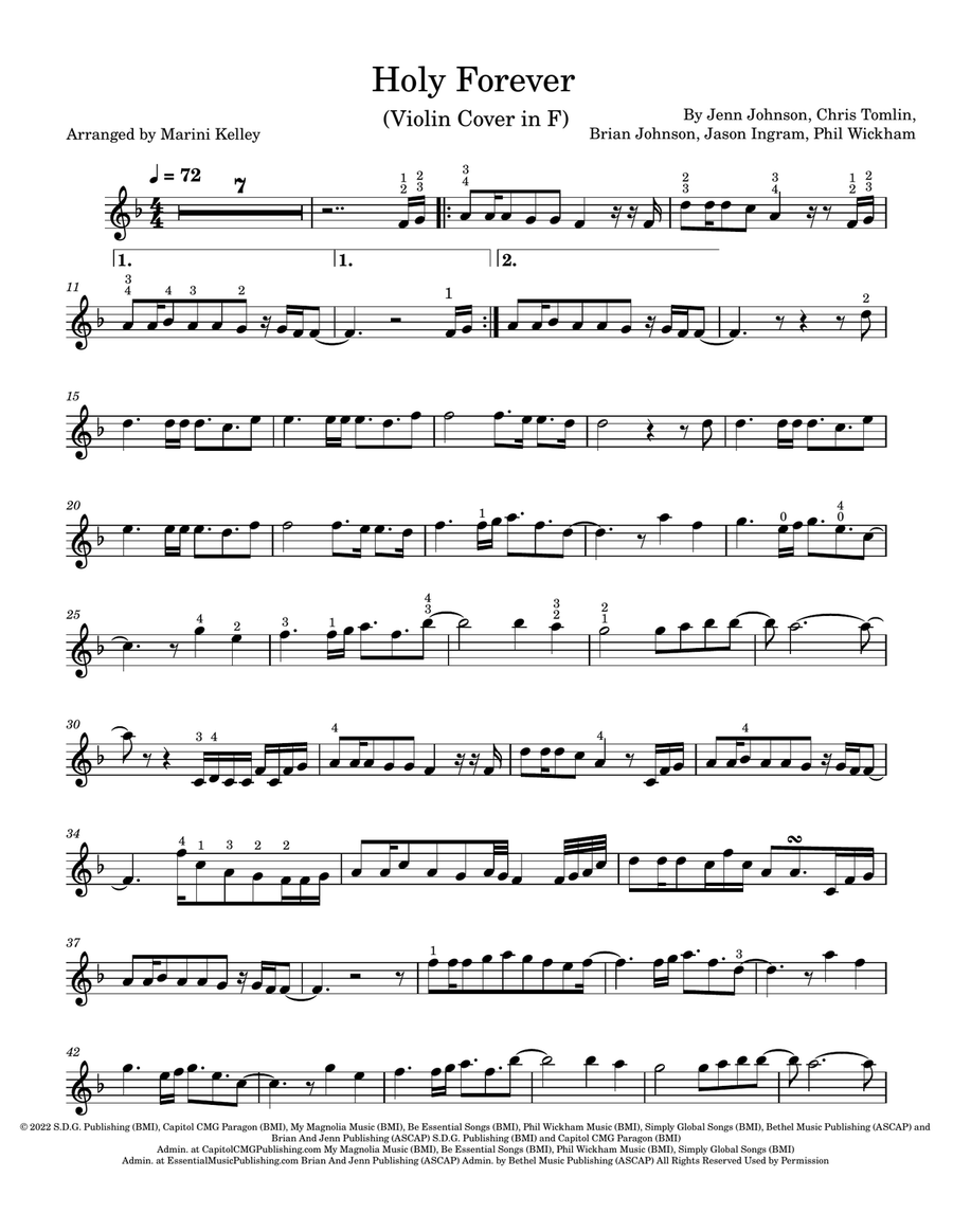Holy Forever Violin Solo scores gallery preview page 1