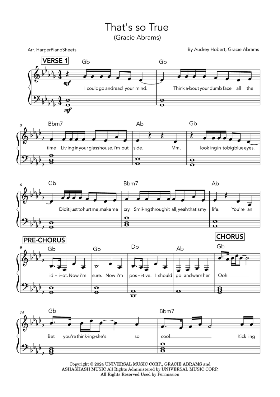 That's So True Piano, Vocal scores gallery preview page 1