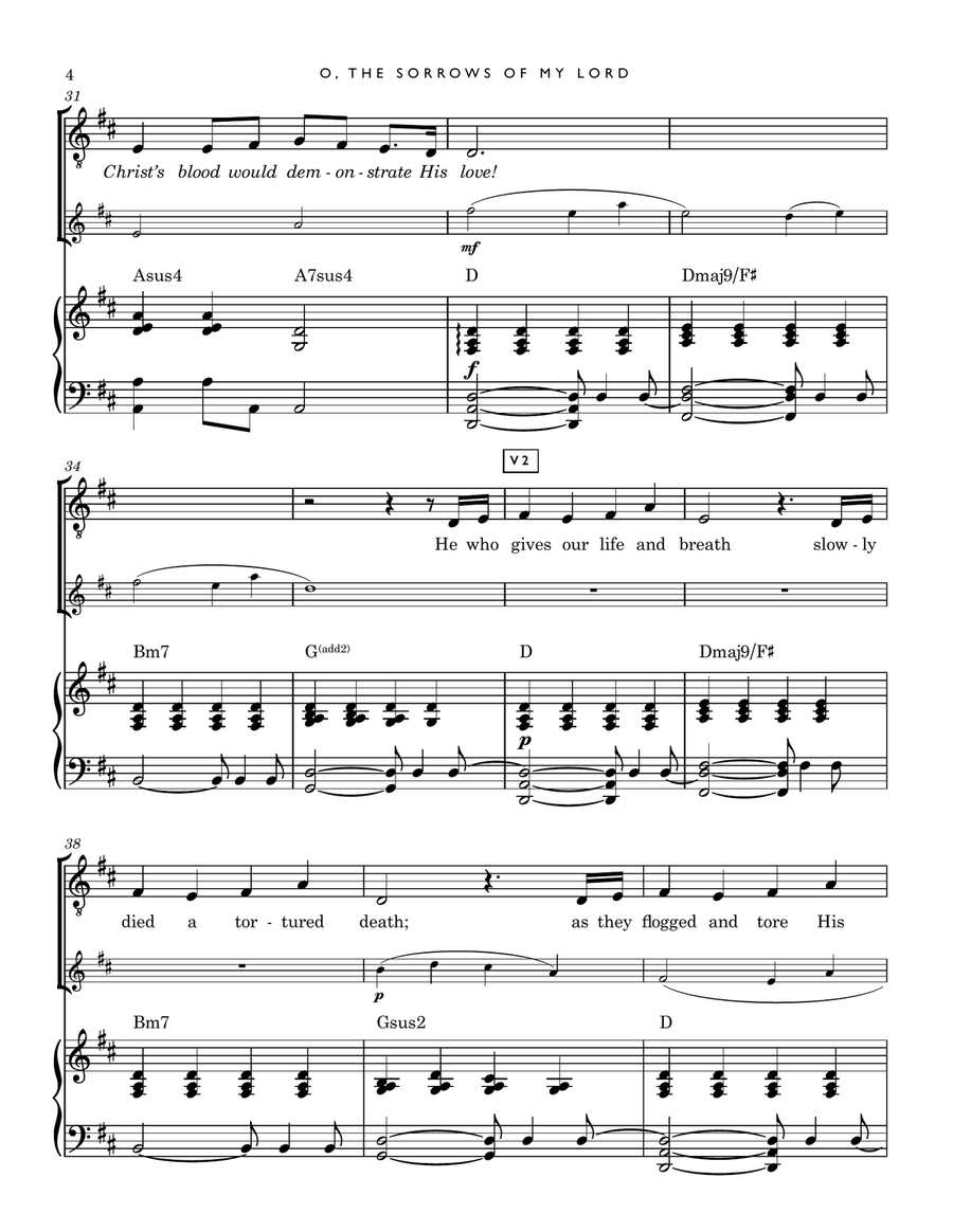 O, The Sorrows Of My LORD (PIANO + VIOLIN ARRANGEMENT) Piano, Vocal scores gallery preview page 4