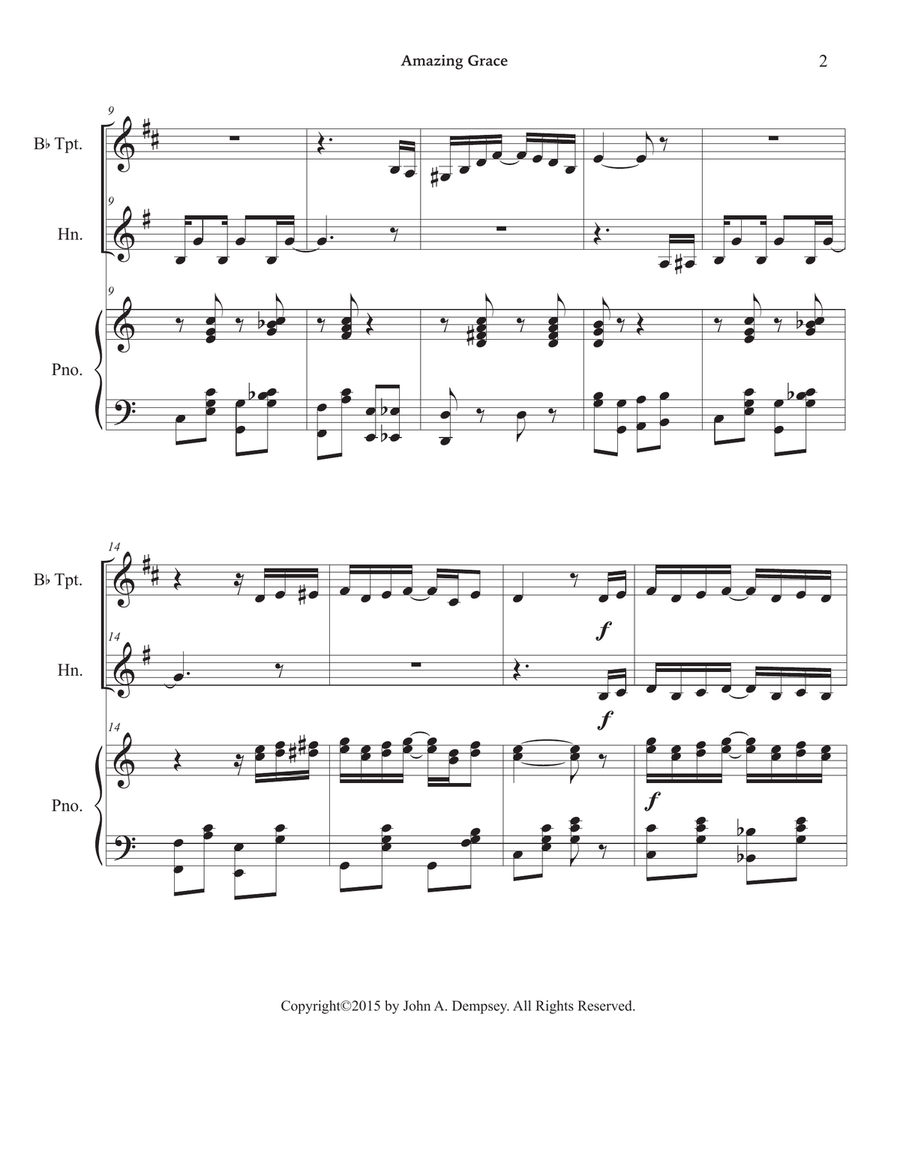 Amazing Grace / The Entertainer (Trio for Trumpet, Horn in F and Piano) Brass Trio scores gallery preview page 6