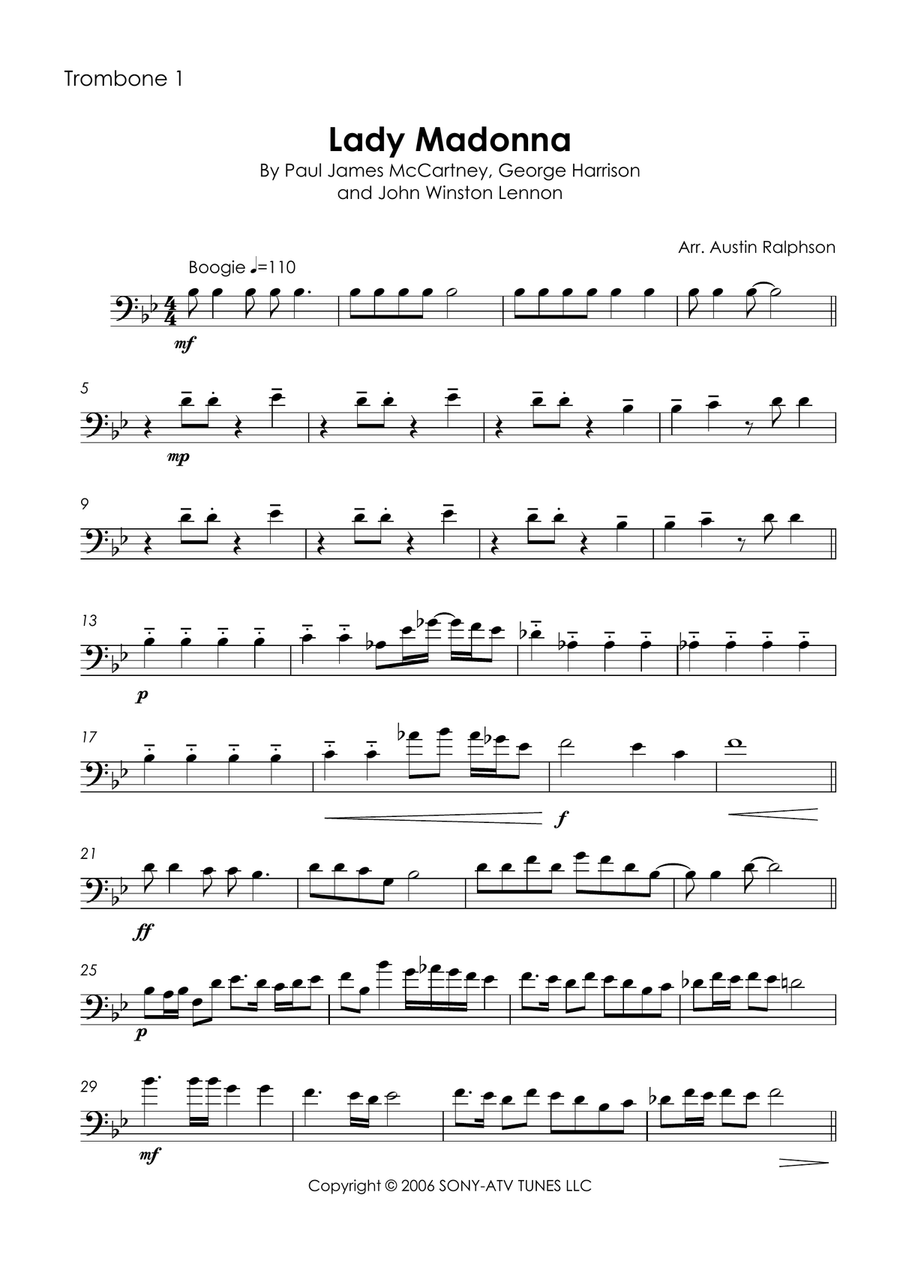 Lady Madonna Lady Madonna Brass Quartet scores gallery preview page 3