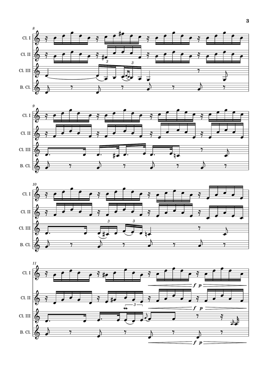 Ave Maria by F. Schubert – Arranged for Clarinet Quartet, Score and Parts Clarinet Quartet scores gallery preview page 3