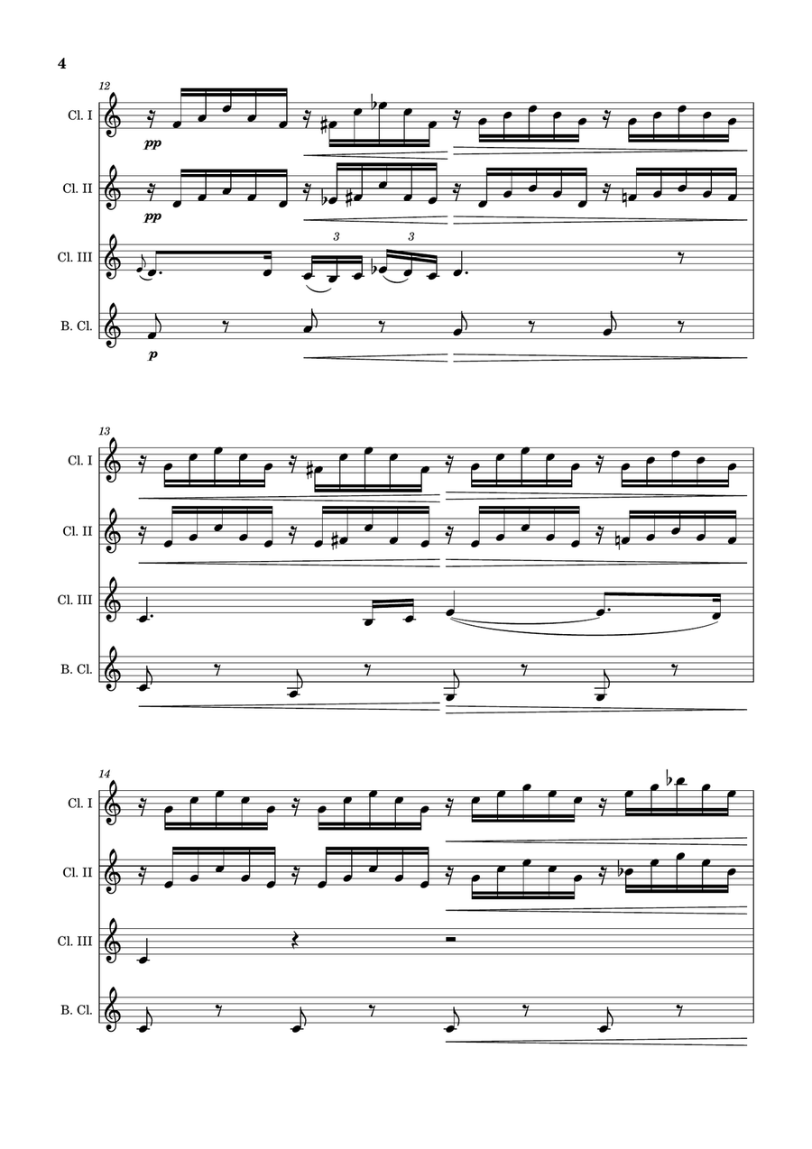 Ave Maria by F. Schubert – Arranged for Clarinet Quartet, Score and Parts Clarinet Quartet scores gallery preview page 4