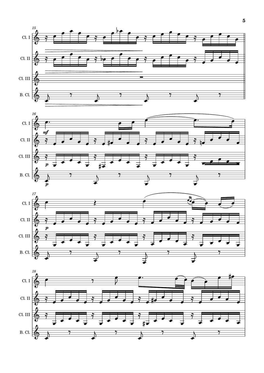 Ave Maria by F. Schubert – Arranged for Clarinet Quartet, Score and Parts Clarinet Quartet scores gallery preview page 5