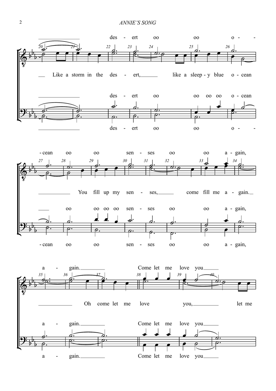 Annie's Song Annie's Song TTBB scores gallery preview page 2