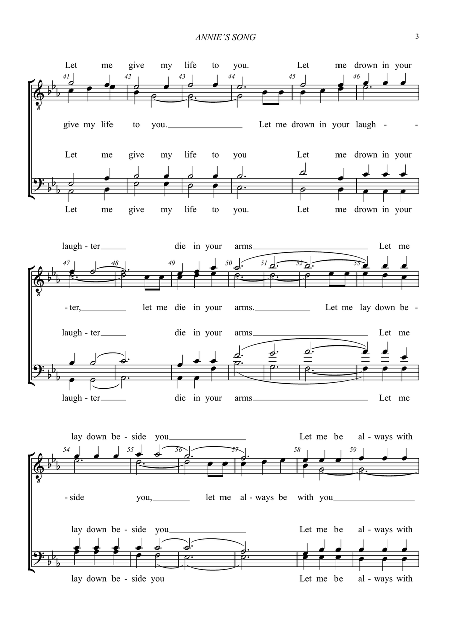 Annie's Song Annie's Song TTBB scores gallery preview page 3