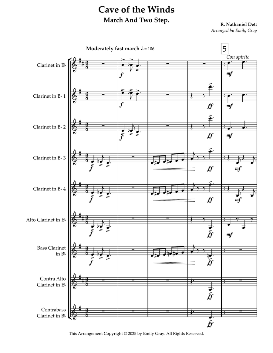 Cave of the Winds (Clarinet Choir) Clarinet Choir scores gallery preview page 1