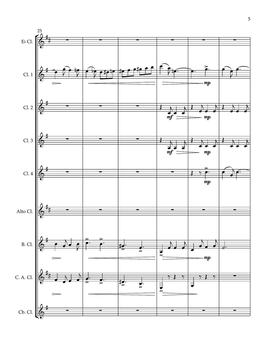 Cave of the Winds (Clarinet Choir) Clarinet Choir scores gallery preview page 5