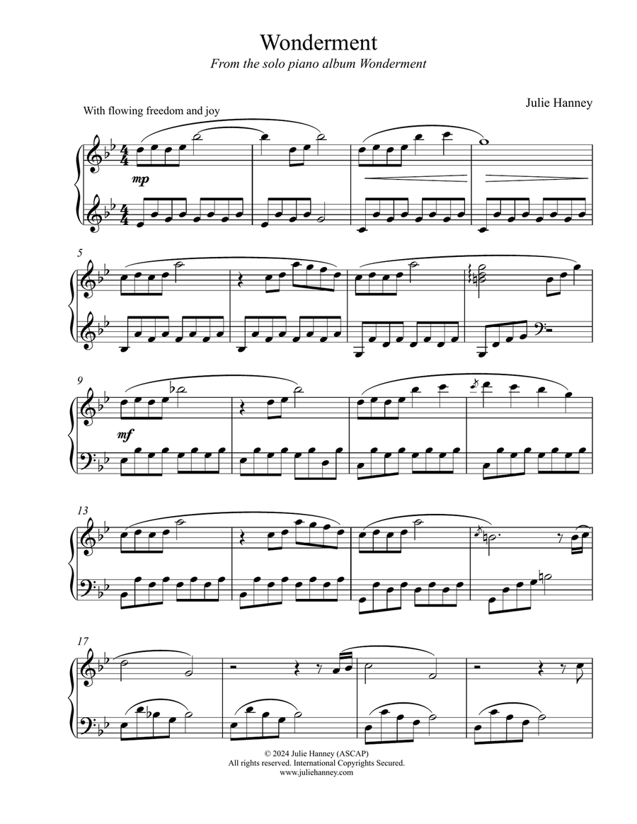 Wonderment Piano Solo scores gallery preview page 1
