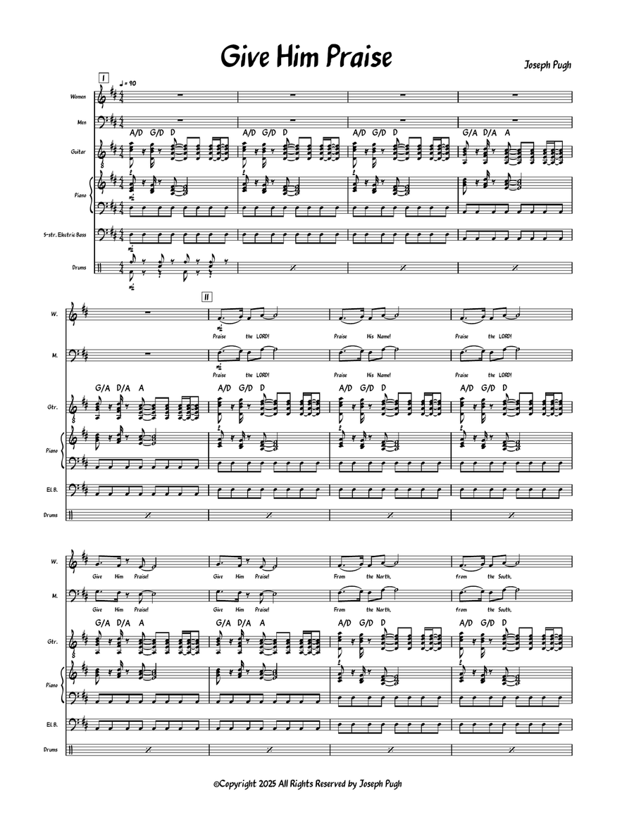 Give Him Praise Give Him Praise 4-Part scores gallery preview page 1
