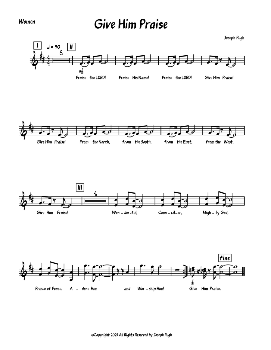 Give Him Praise Give Him Praise 4-Part scores gallery preview page 3