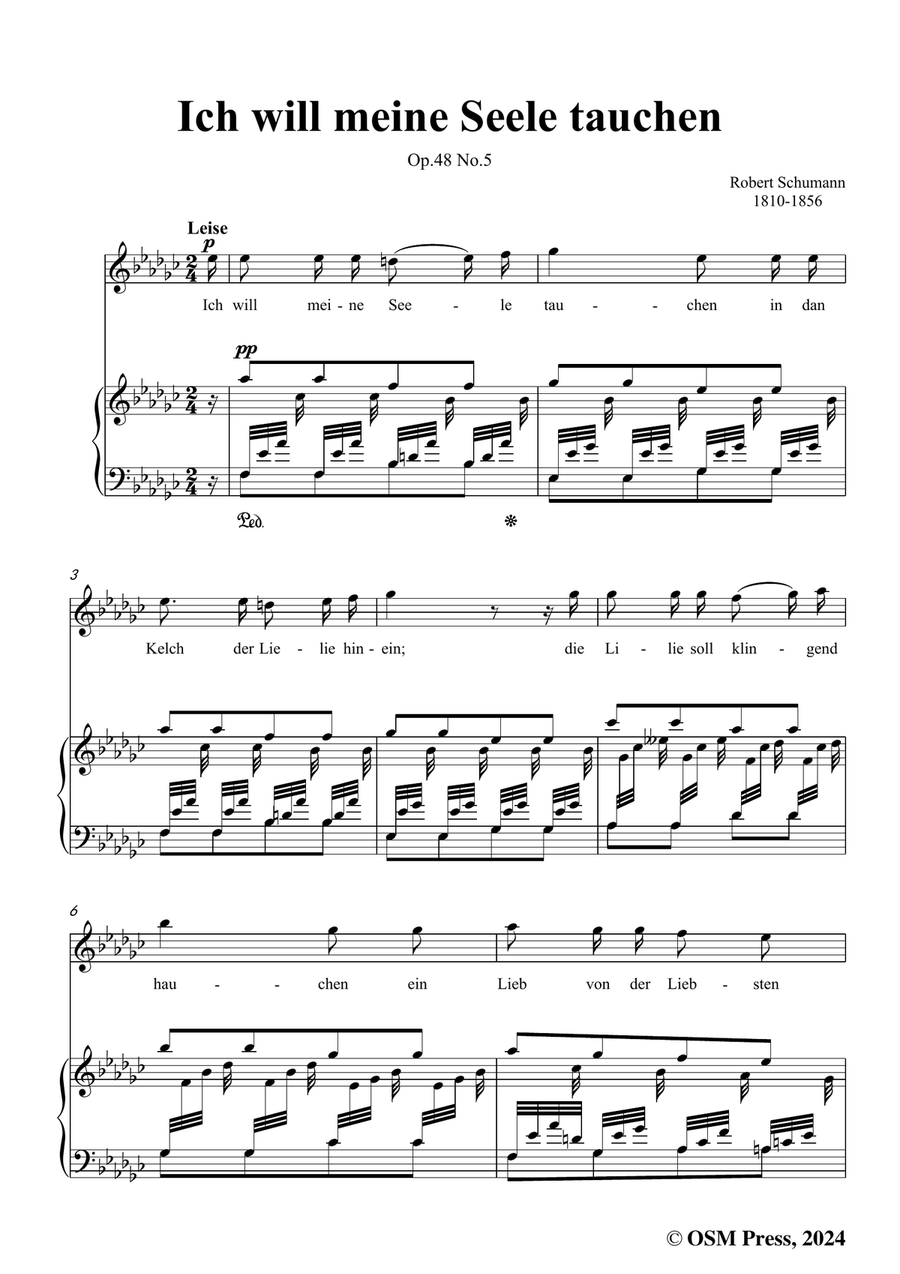 R. Schumann-Ich will meine Seele tauchen,in e flat minor Piano, Vocal scores gallery preview page 3