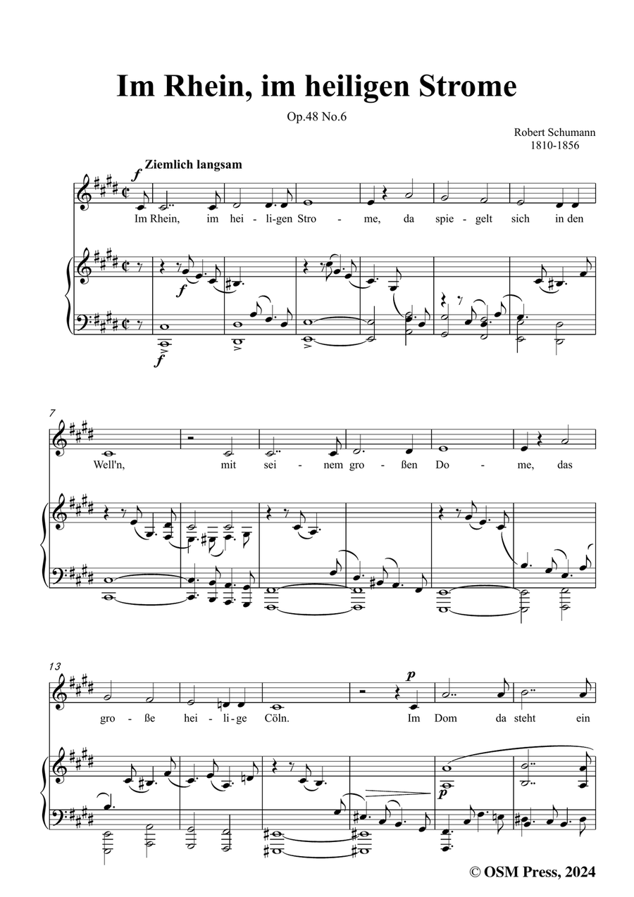R. Schumann-Im Rhein,im heiligen Strome,in c sharp minor Piano, Vocal scores gallery preview page 3