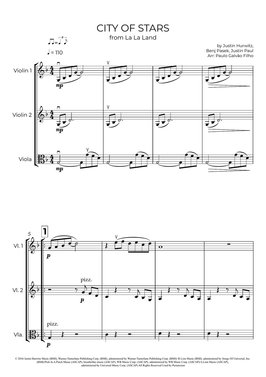 City Of Stars String Trio scores gallery preview page 2