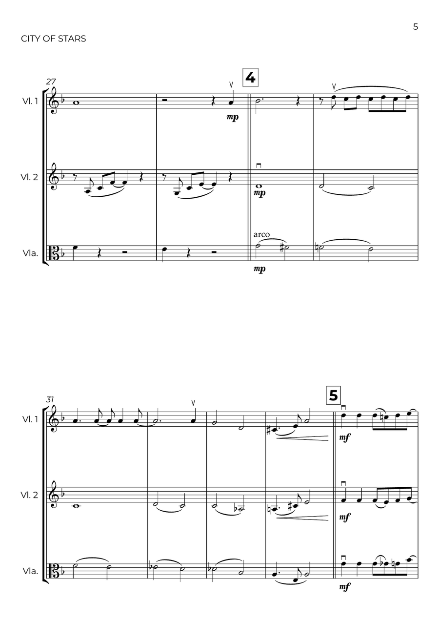 City Of Stars String Trio scores gallery preview page 5