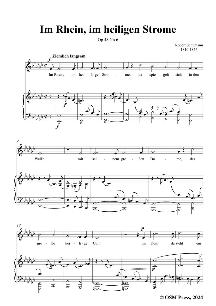 R. Schumann-Im Rhein,im heiligen Strome,in e flat minor Piano, Vocal scores gallery preview page 3