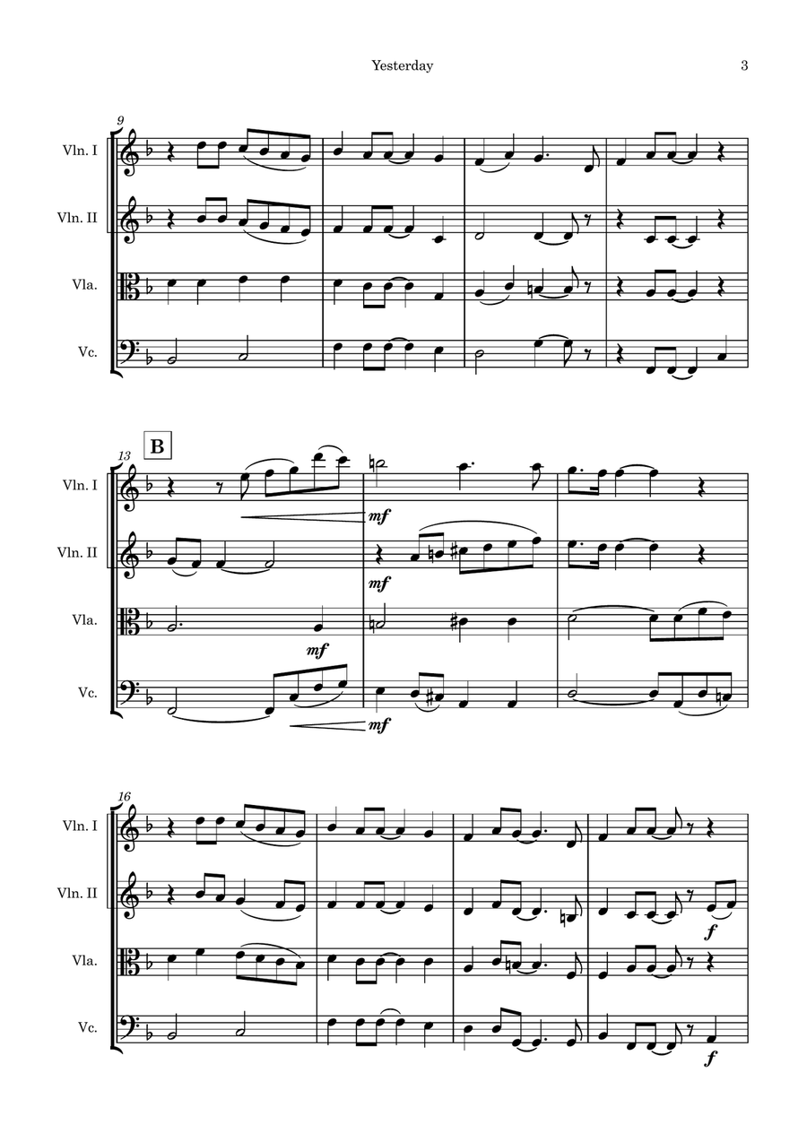 Yesterday Yesterday Clarinet Quartet scores gallery preview page 3