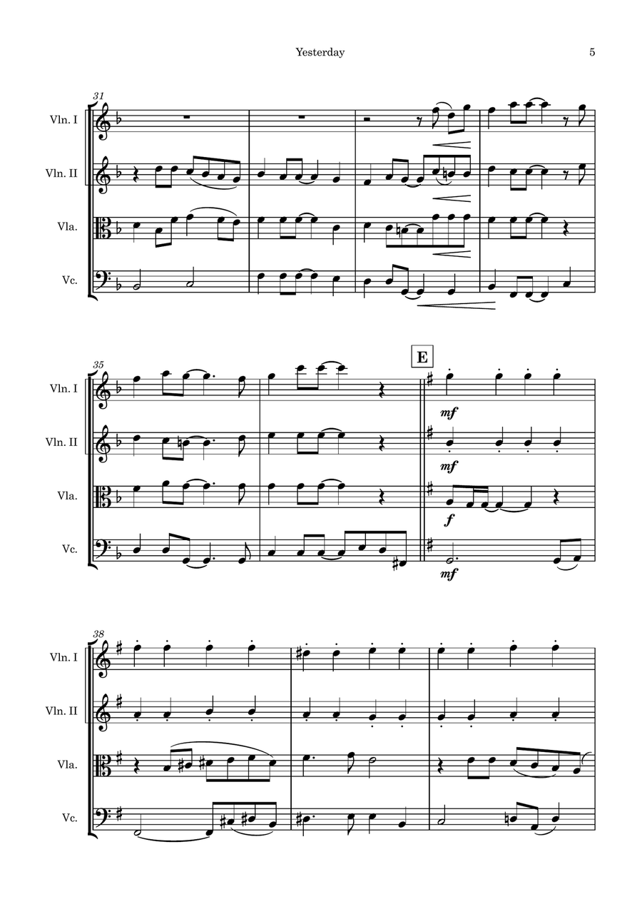 Yesterday Yesterday Clarinet Quartet scores gallery preview page 5