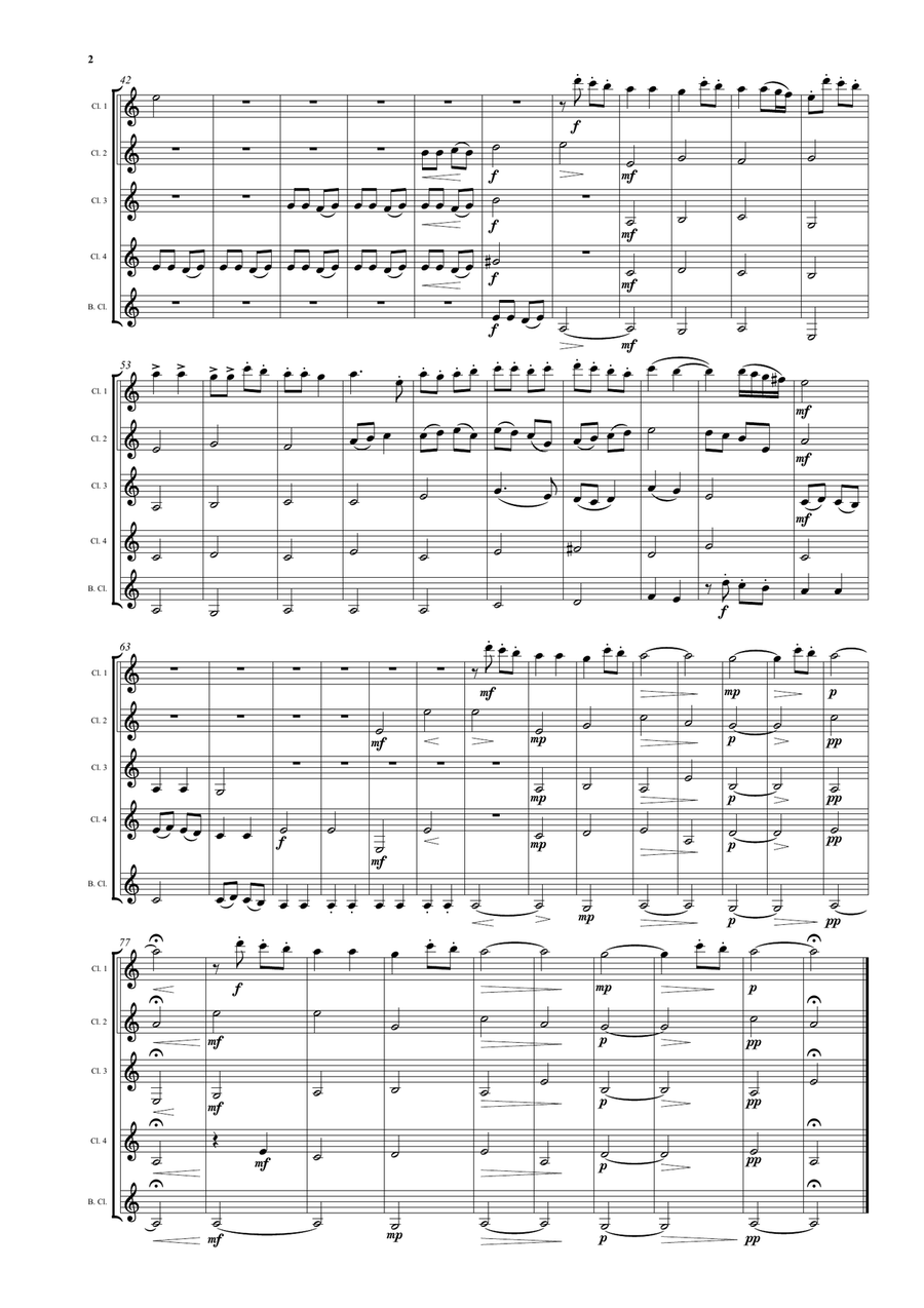 Tri Martolod Yaouank (Three young sailors) for clarinet quintet Clarinet Quintet scores gallery preview page 2