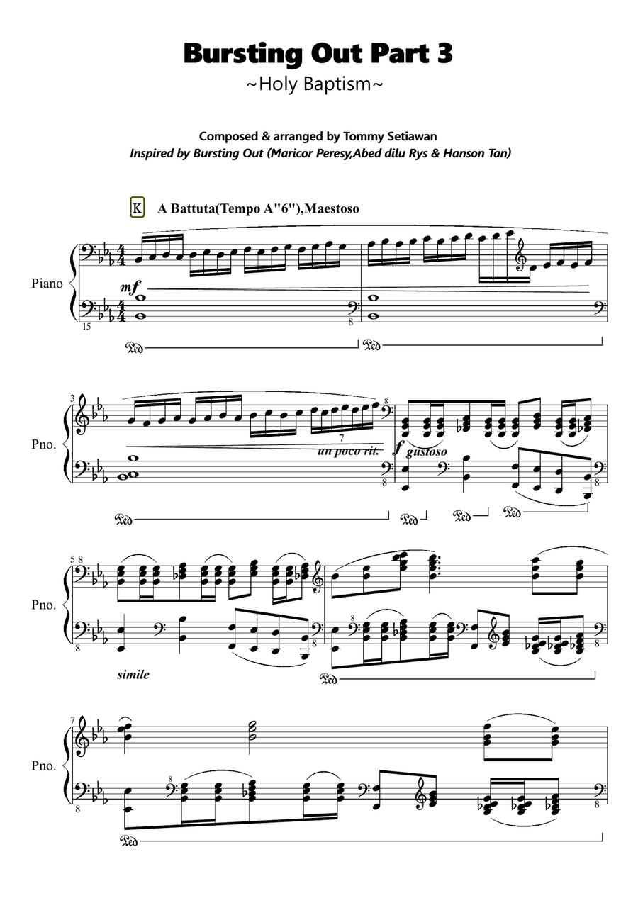 Bursting Out Part 3 [Holy Baptism] Piano Solo scores gallery preview page 1