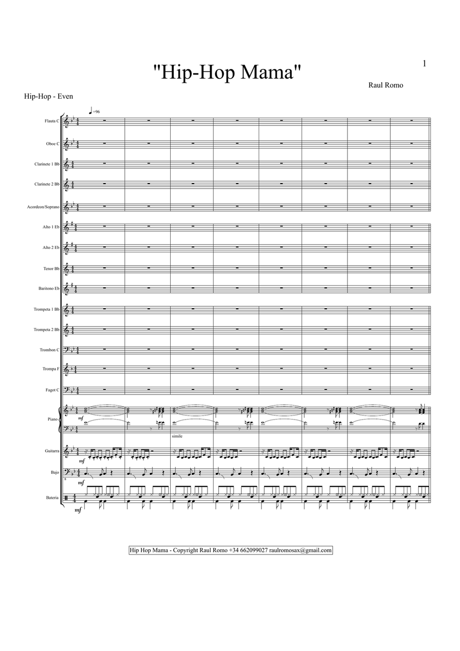 Hip Hop mama - CONCERT BAND + Rhythm section Concert Band scores gallery preview page 1
