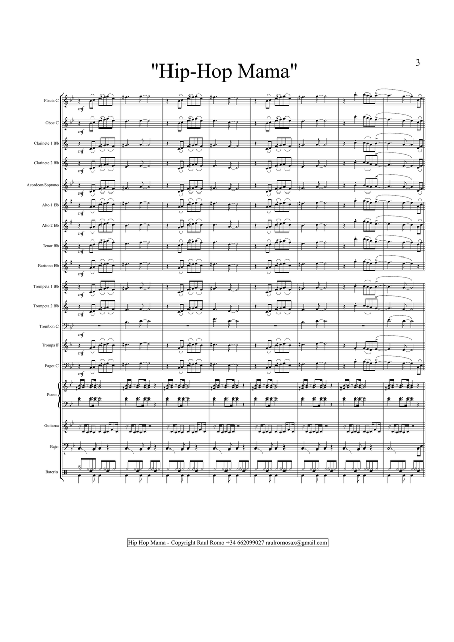 Hip Hop mama - CONCERT BAND + Rhythm section Concert Band scores gallery preview page 3