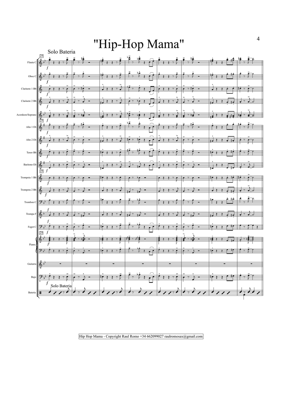 Hip Hop mama - CONCERT BAND + Rhythm section Concert Band scores gallery preview page 4