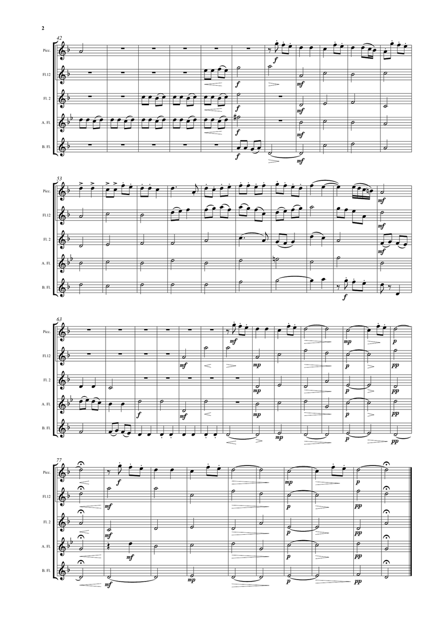Tri Martolod Yaouank (Three young sailors) for flute quintet (incl piccolo) Woodwind Quintet scores gallery preview page 2
