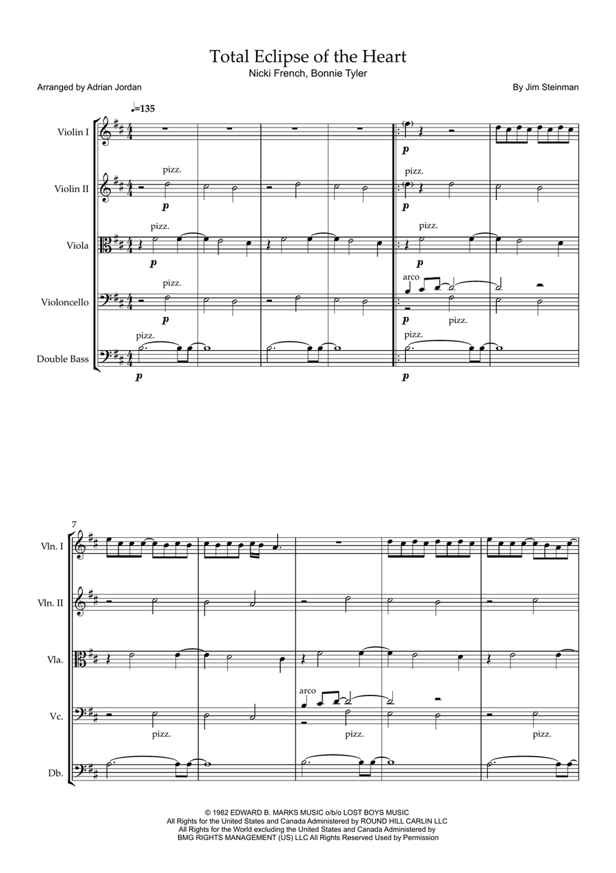 Total Eclipse Of The Heart String Orchestra scores gallery preview page 1