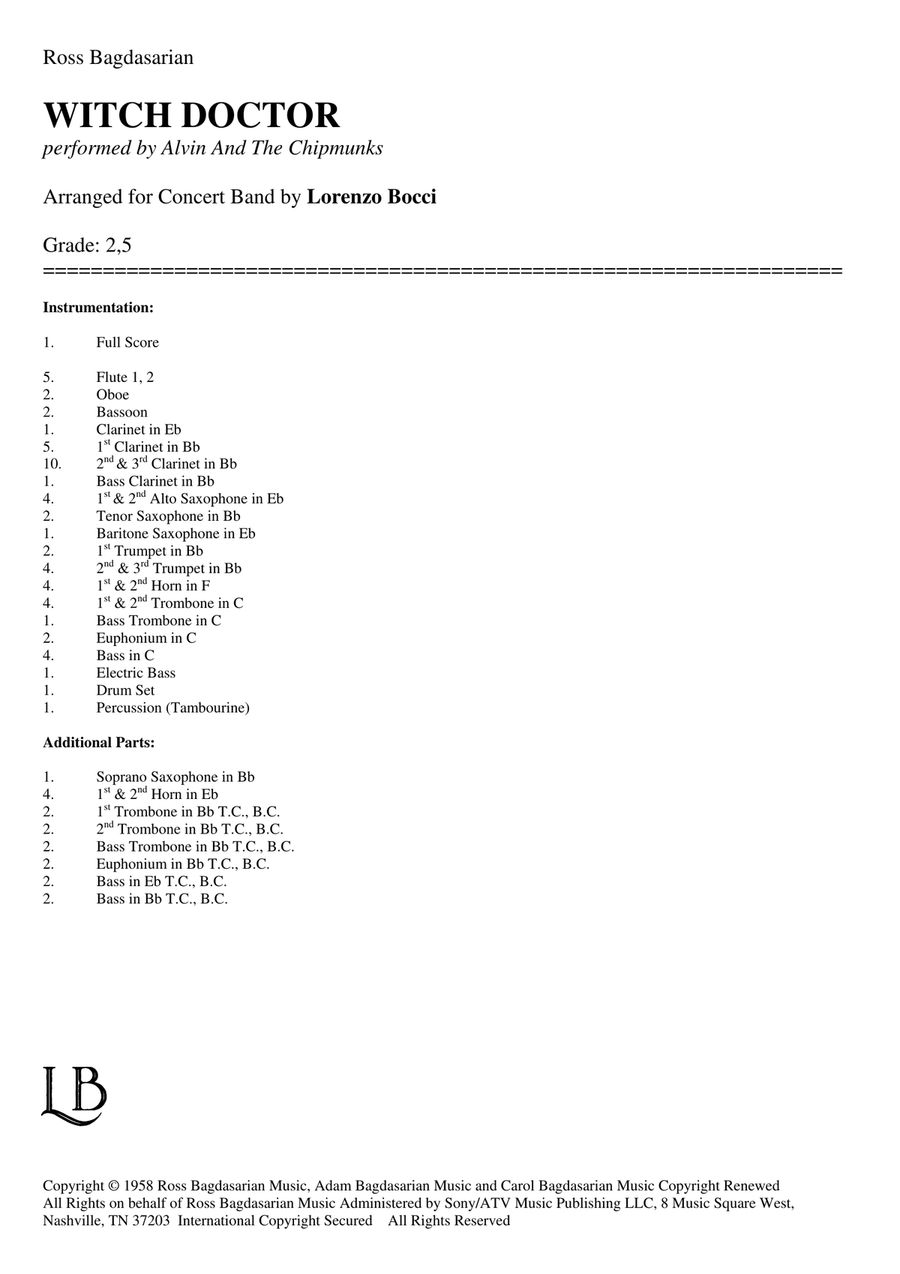 Witch Doctor Concert Band scores gallery preview page 2