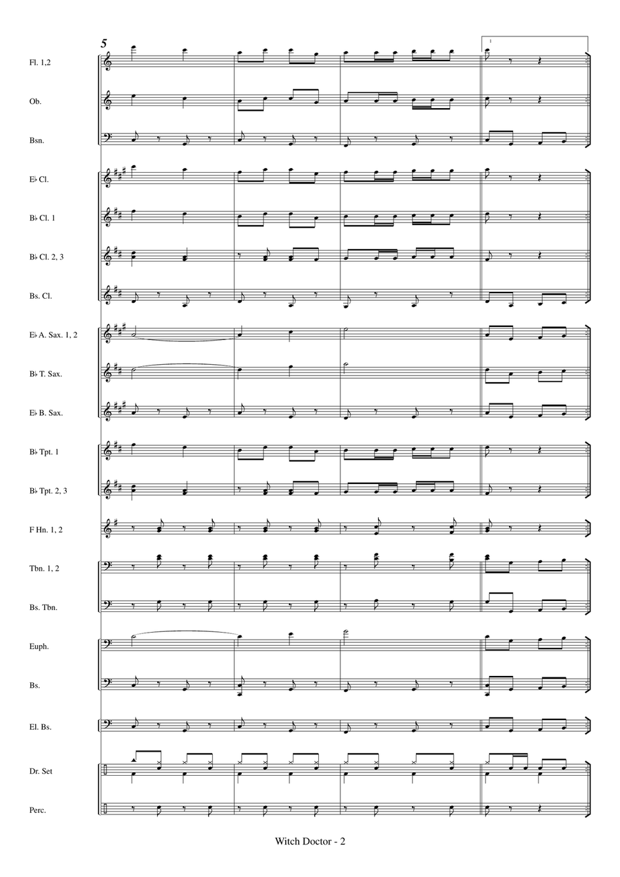 Witch Doctor Concert Band scores gallery preview page 4