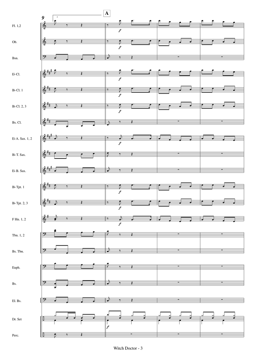 Witch Doctor Concert Band scores gallery preview page 5