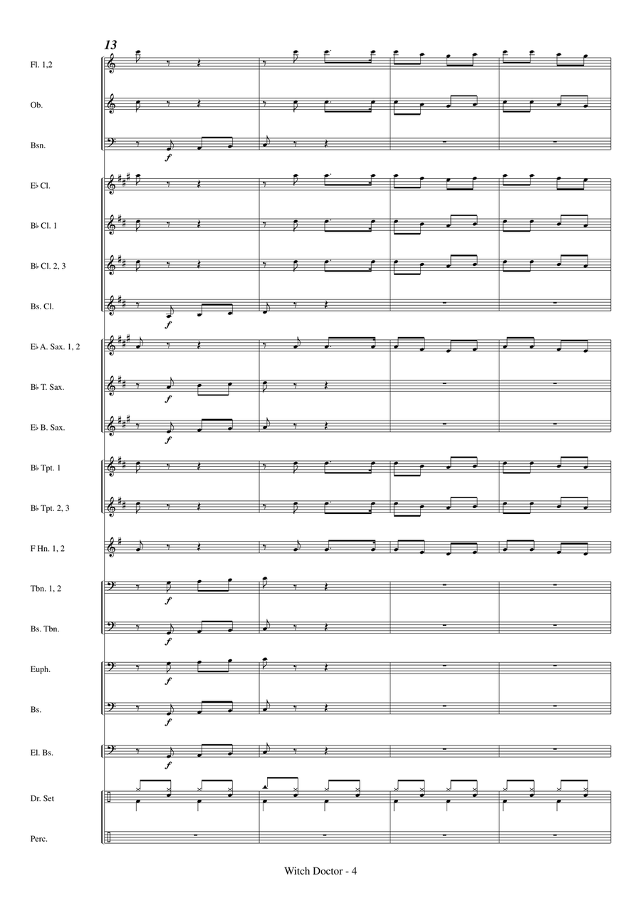 Witch Doctor Concert Band scores gallery preview page 6