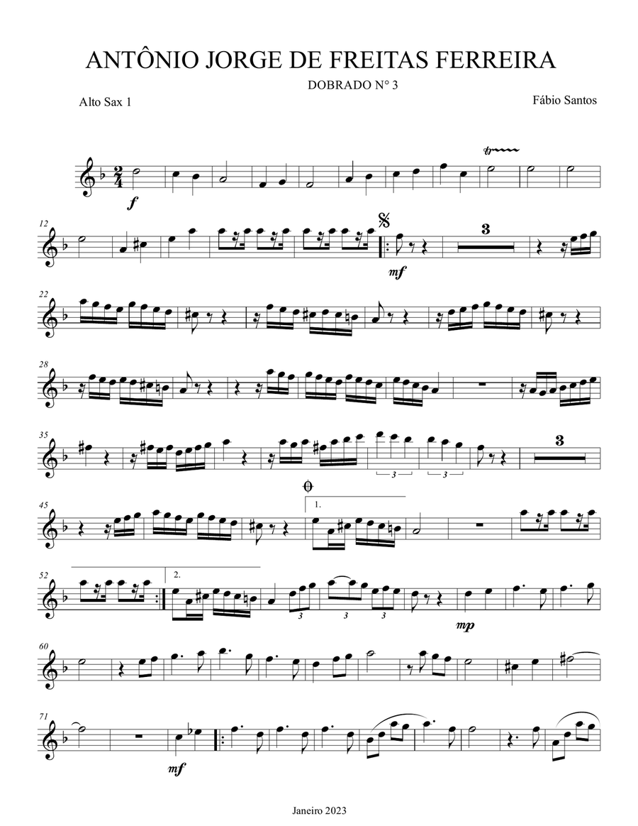 Dobrado Antônio Jorge de Freitas Ferreira Marching Band scores gallery preview page 1