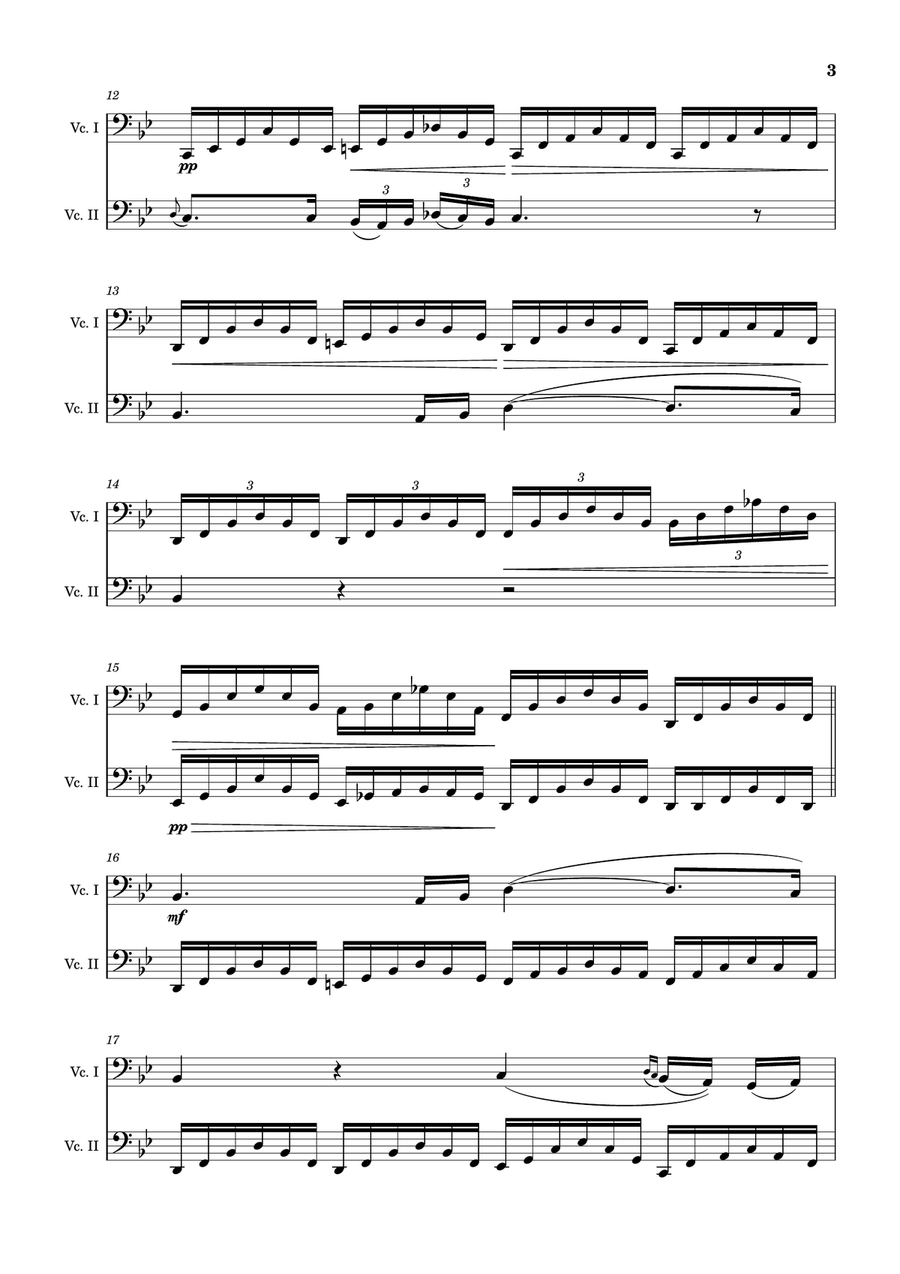 Ave Maria by F. Schubert – Arranged for Violoncello Duet. String Duet scores gallery preview page 3