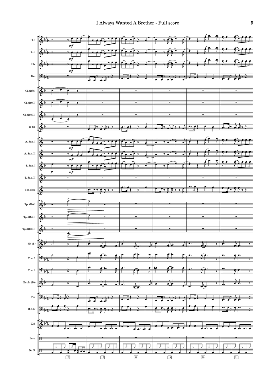 I Always Wanted A Brother Concert Band scores gallery preview page 5