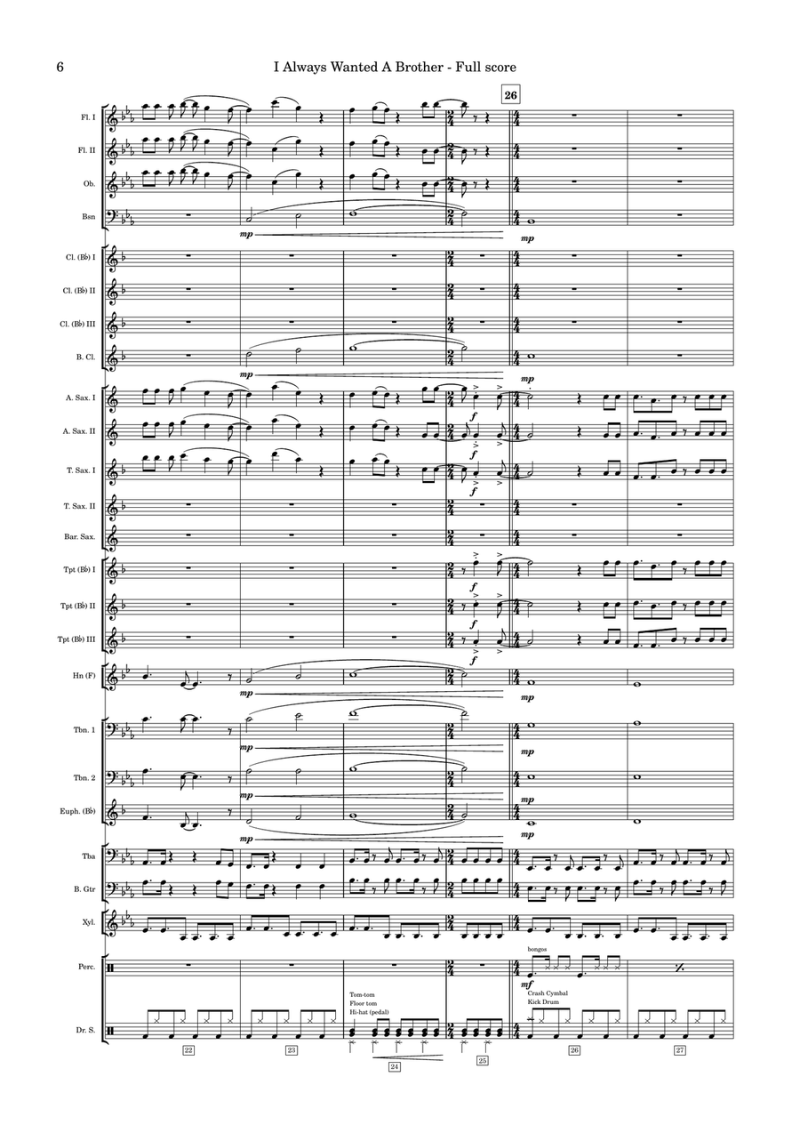 I Always Wanted A Brother Concert Band scores gallery preview page 6