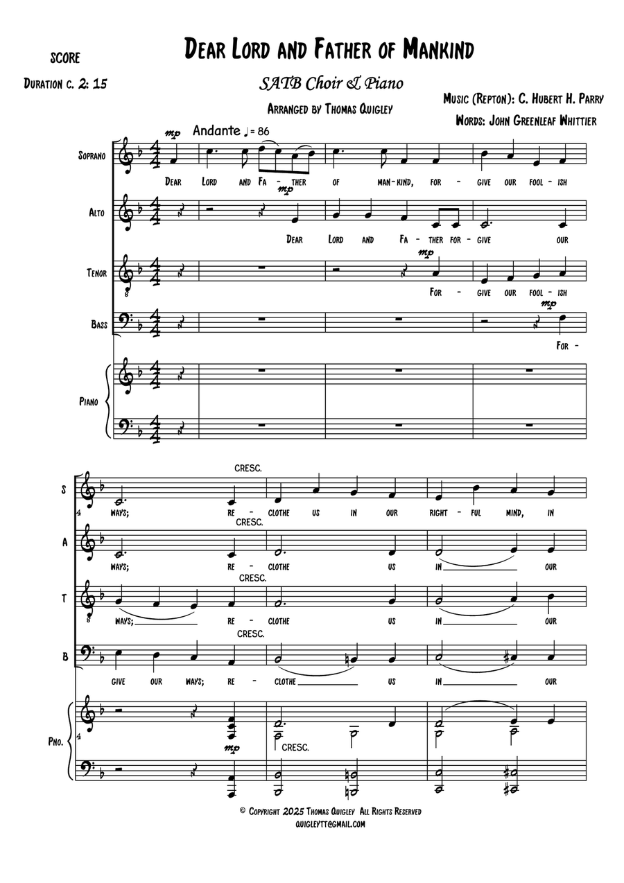 Dear Lord and Father of Mankind 4-Part scores gallery preview page 2