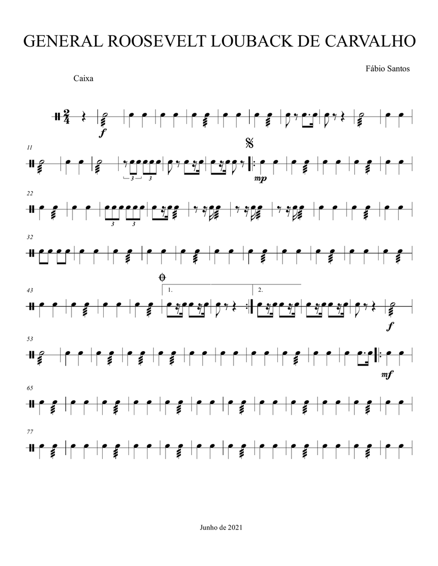 Dobrado General Roosevelt Louback de Carvalho Marching Band scores gallery preview page 5